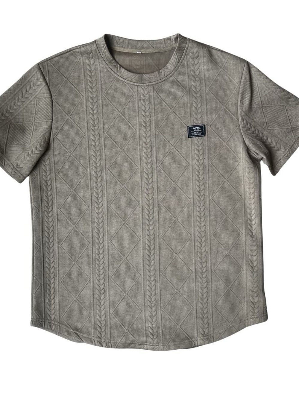Textured Knit Short Sleeve T-Shirt 100% Cotton XL